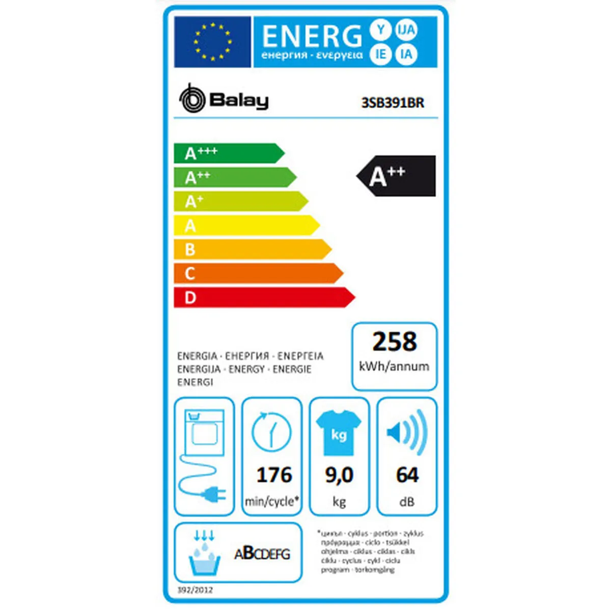 Asciugatrice a condensazione Balay 3SB391BR 800 W 9 kg