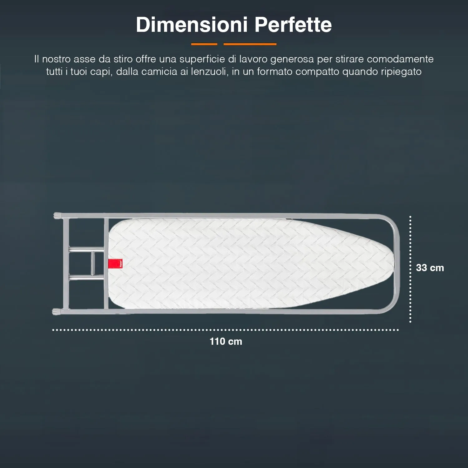 Asse da Stiro da Porta con Poggia Ferro da Stiro in Silicone 5x133x38,5cm