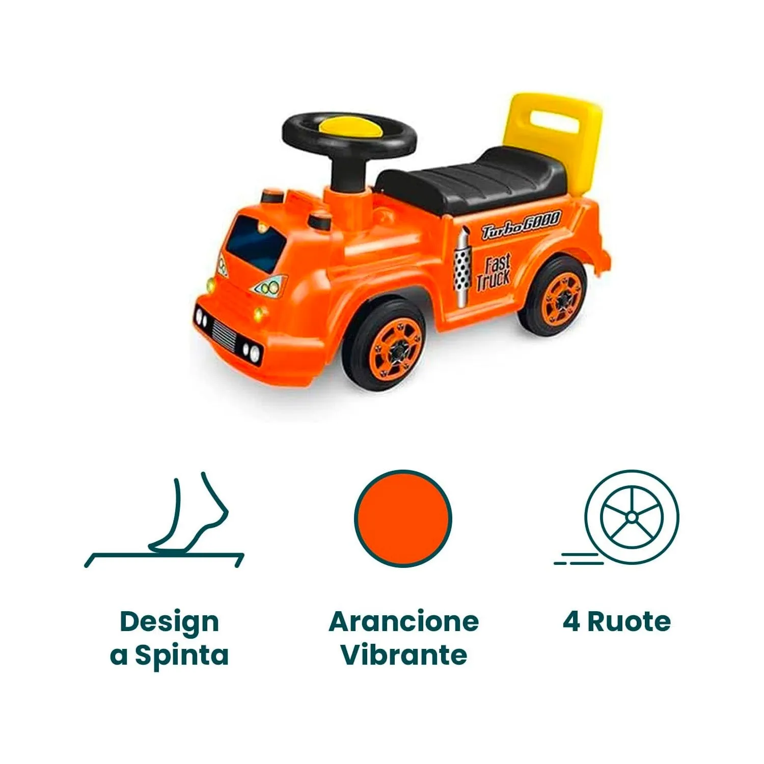 Auto Cavalcabile Fast Truck Turbo6000 Con Calcson 1-3 Anni