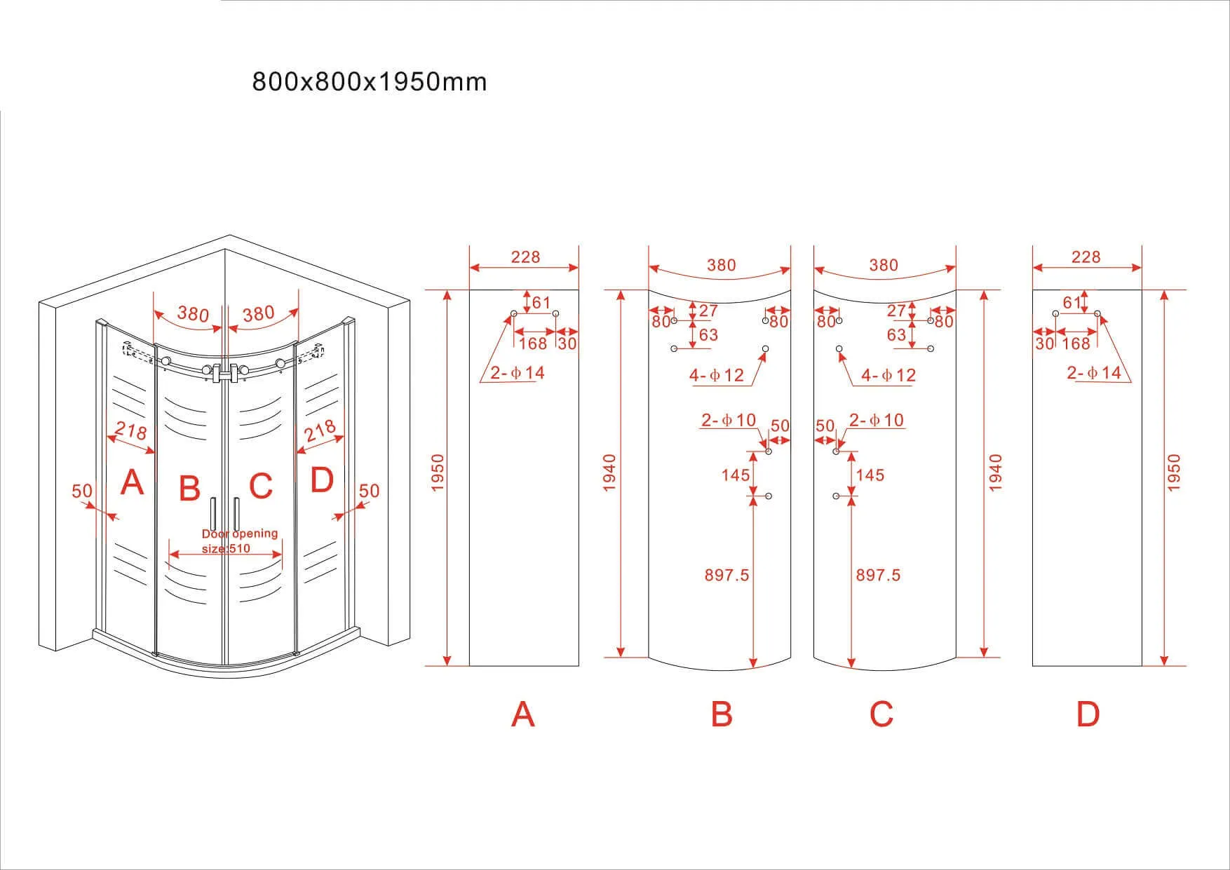 Box Doccia Trasparente 8mm H195 Semicircolare Doppia Anta Scorrevole - Virgo