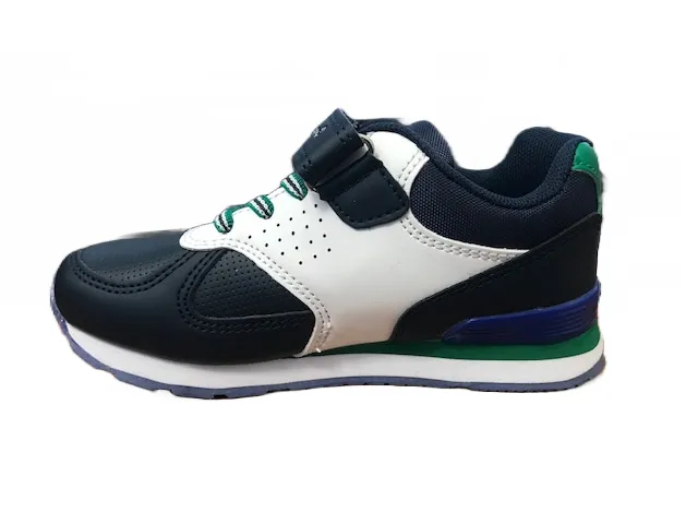 Champion scarpa sneakers da bambino con velcro Low Cut Erin S31370-F19-BS517 blu verde bianco