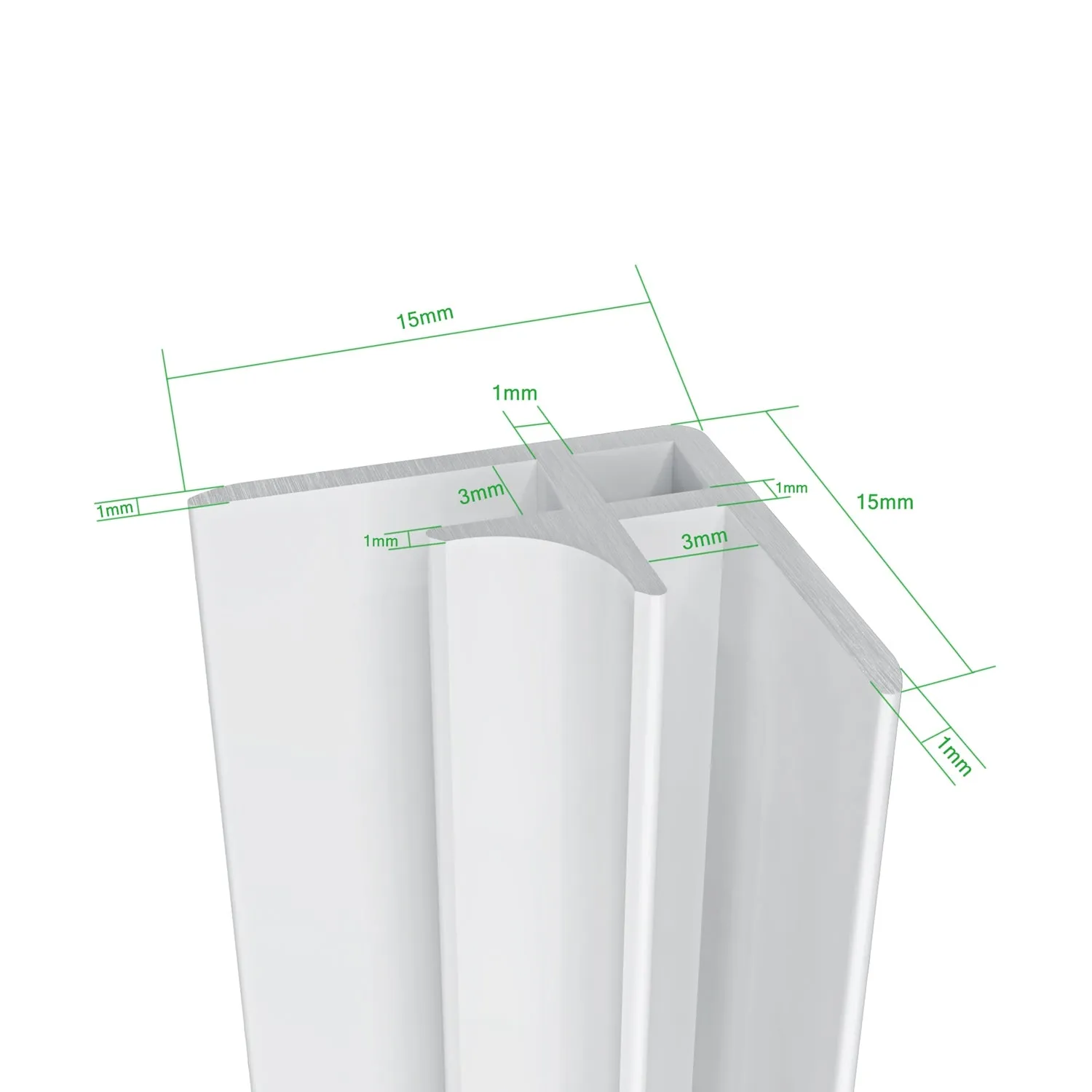 H.210cm Pannello Doccia ad Angolo Realizzato in Alluminio da 3mm con Profili Finitura Bianco Opaco per Rivestimento Parete Bagno