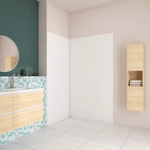 H.210cm Pannello Doccia ad Angolo Realizzato in Alluminio da 3mm con Profili Finitura Bianco Opaco per Rivestimento Parete Bagno