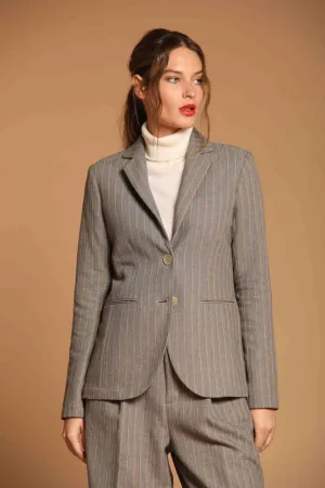 Helena blazer donna in cotone con pattern riga lurex