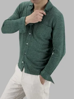 Knitted Camicia Verde 70% Lino 30% Seta