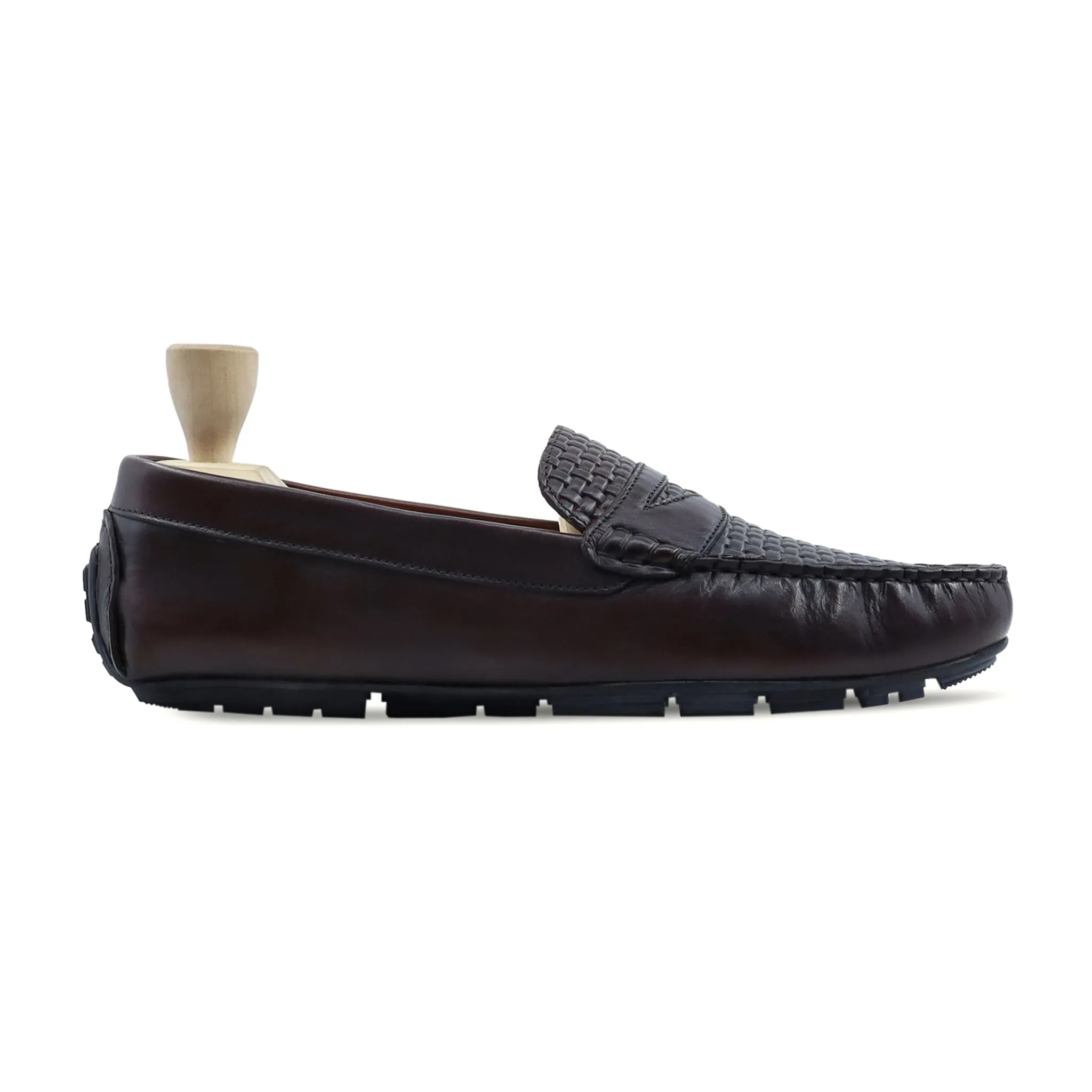 Moroni - Men's Dark Brown Calf And Hand Woven Driver Shoe