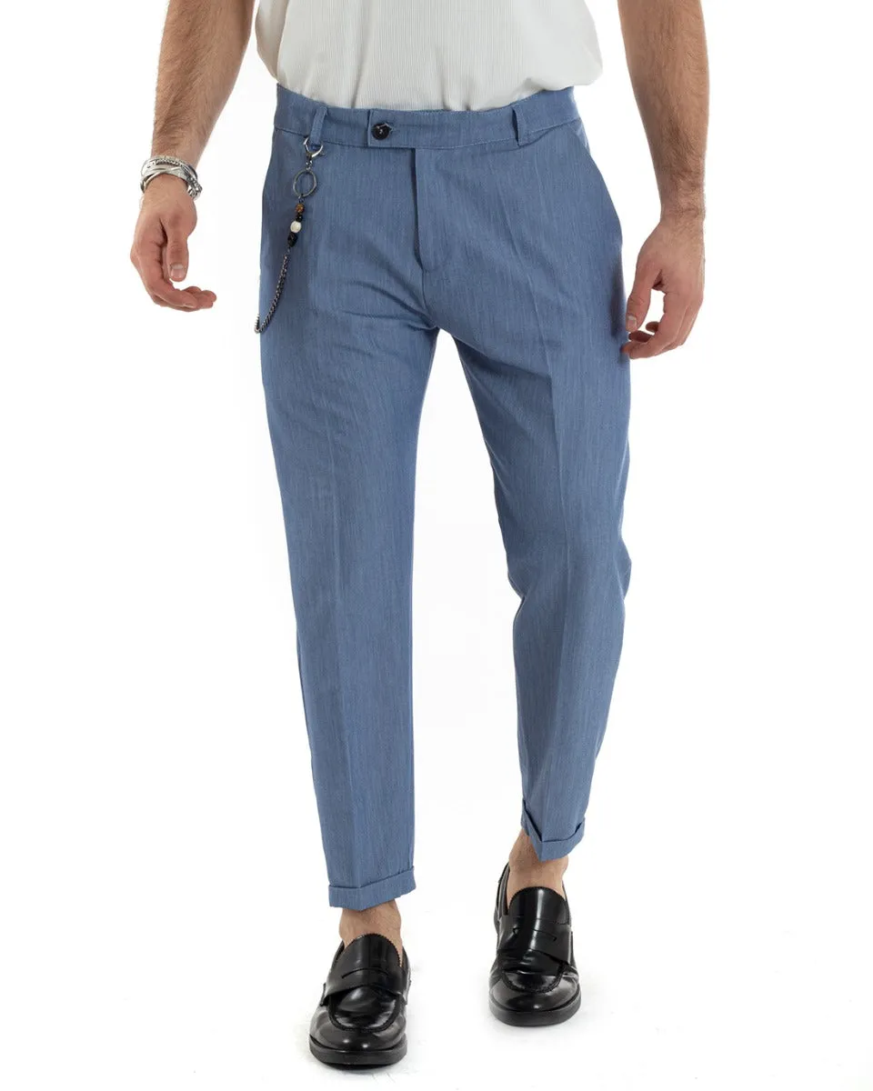 Pantaloni Uomo Viscosa Tasca America Classico Abbottonatura Allungata Casual Denim GIOSAL-P5642A